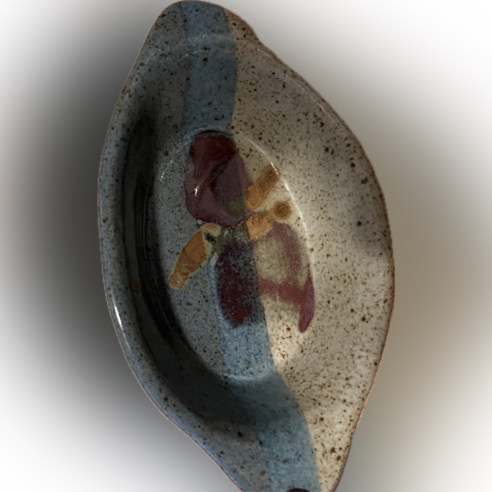 Tom Chamberlain Bowl Pottery Dish Hand Thrown Stoneware Signed Side Handles 8.5"